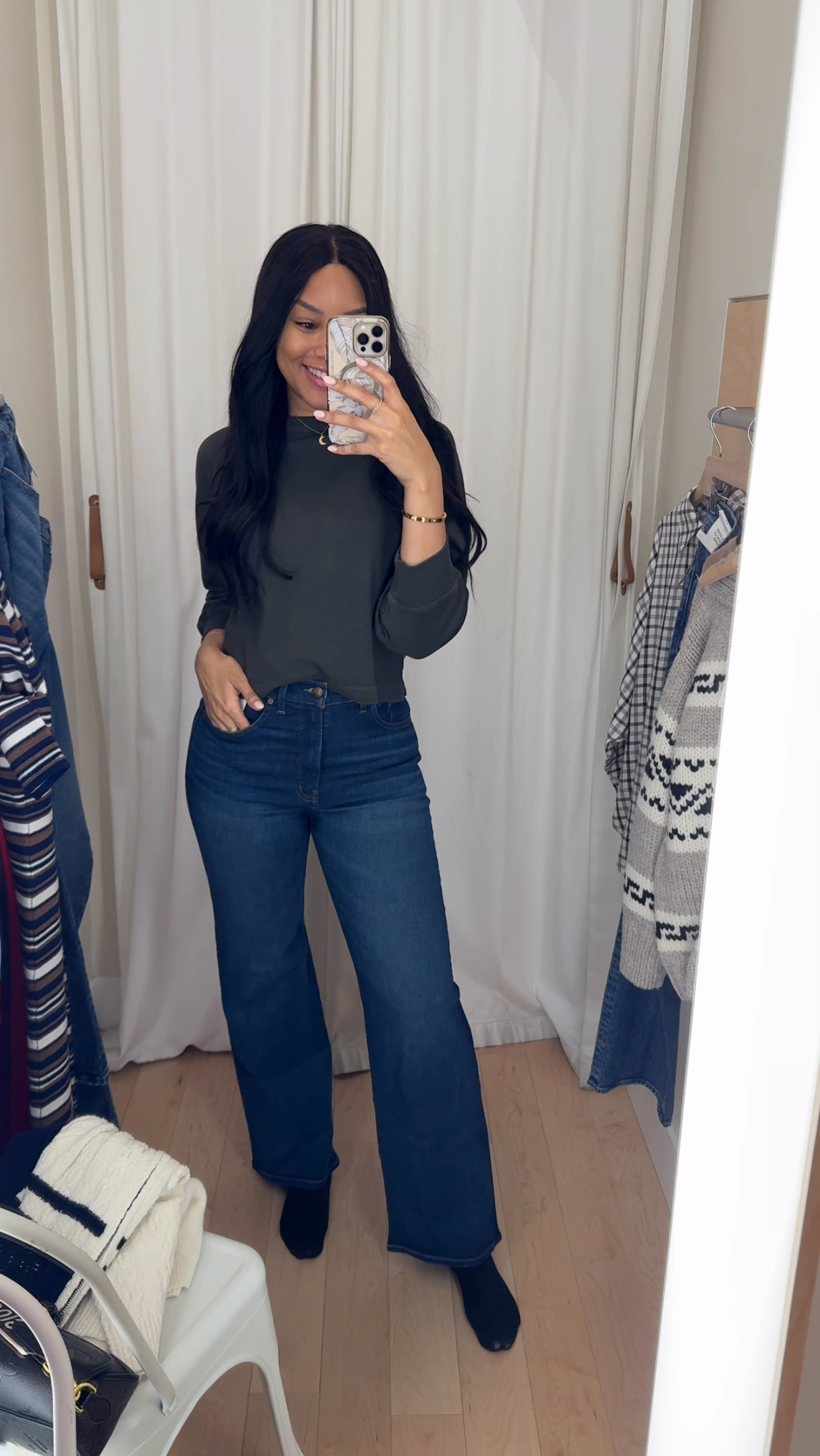 Madewell Perfect Vintage Wide Leg Jeans and Relaxed Raglan Tee
